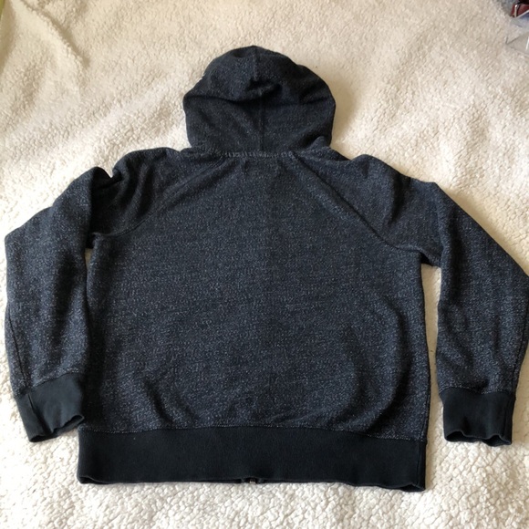 Roots hoodie zip up with 2 front pockets black am with white fleck Sz M - Picture 2 of 6